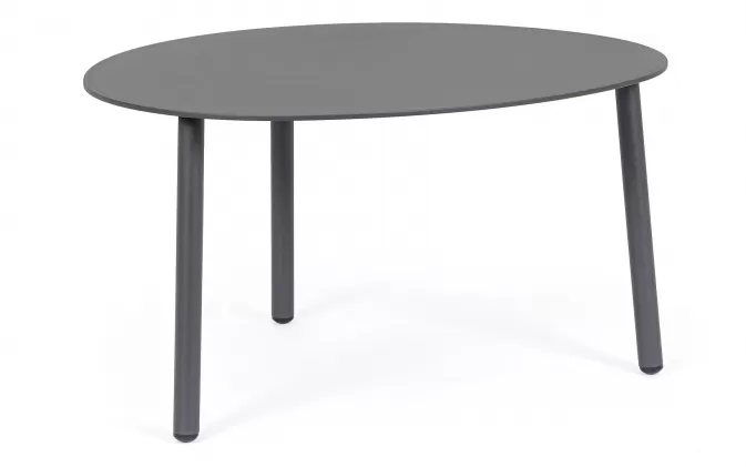Grafitowy owalny stolik kawowy na taras SPARKY 70x56 na 3 nogach bizzotto