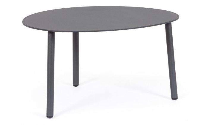 Grafitowy owalny stolik kawowy na taras SPARKY 70x56 na 3 nogach bizzotto