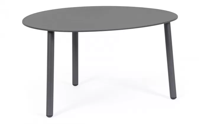 Grafitowy owalny stolik kawowy na taras SPARKY 70x56 na 3 nogach bizzotto