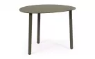 Oliwkowy owalny stolik kawowy na taras SPARKY 55x45 na 3 nogach bizzotto