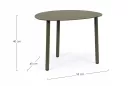 Oliwkowy owalny stolik kawowy na taras SPARKY 55x45 na 3 nogach bizzotto