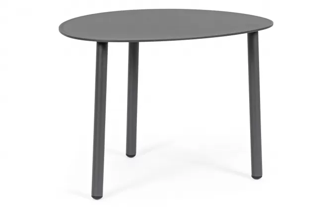 Grafitowy owalny stolik kawowy na taras SPARKY 55x45 na 3 nogach bizzotto