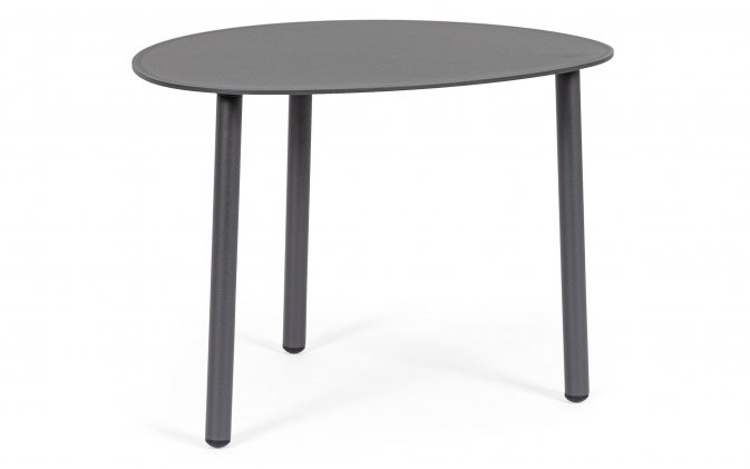 Grafitowy owalny stolik kawowy na taras SPARKY 55x45 na 3 nogach bizzotto