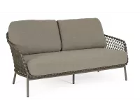 Oliwkowa nowoczesna sofa na taras IVISSA stal nierdzewna lina polipropylenowa Olefin bizzotto