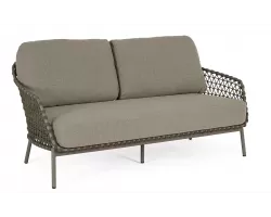 Oliwkowa nowoczesna sofa na taras IVISSA stal nierdzewna lina polipropylenowa Olefin bizzotto