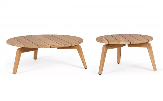 Zestaw dwóch okrągłych satolików teak EULARIA Ø60 i Ø80
