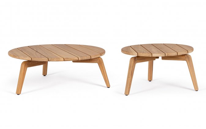 Zestaw dwóch okrągłych satolików teak EULARIA Ø60 i Ø80