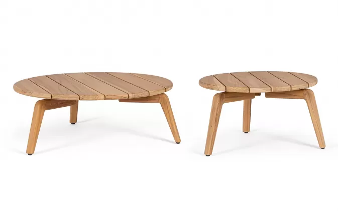 Zestaw dwóch okrągłych satolików teak EULARIA Ø60 i Ø80
