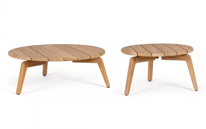 Zestaw dwóch okrągłych satolików teak EULARIA Ø60 i Ø80