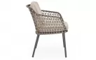 Ekskluzywne antracytowe krzesło obiadowe IVISSA stal nierdzewna / bezowa lina polipropylenowa / poduszki