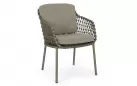 Ekskluzywne oliwkowe krzesło obiadowe IVISSA stal nierdzewna / lina polipropylenowa / poduszki