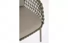 Ekskluzywne oliwkowe krzesło obiadowe IVISSA stal nierdzewna / lina polipropylenowa / poduszki