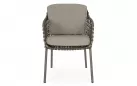 Ekskluzywne oliwkowe krzesło obiadowe IVISSA stal nierdzewna / lina polipropylenowa / poduszki