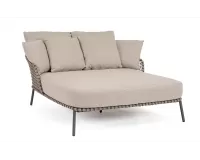 Dwuosobowa grafitowo-beżowa leżanka na taras IVISSA stal nierdzewna / lina polipropylenowa 