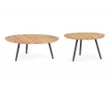 Zestaw dwóch stolików kawowych tarasowych IVISSA nogi stal grafitowe / blat teak