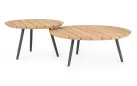 Zestaw dwóch stolików kawowych tarasowych IVISSA nogi stal grafitowe / blat teak