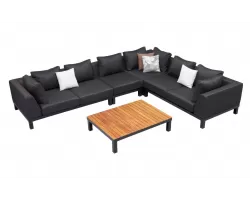 Narożnik ogrodowy aluminiowy z czarnym obiciem Olefin POLO PRO 