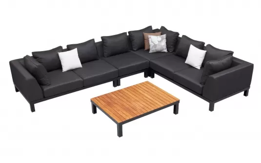 Narożnik ogrodowy aluminiowy z czarnym obiciem Olefin POLO PRO 