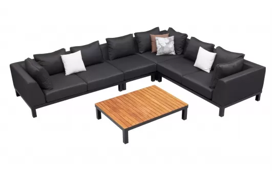 Narożnik ogrodowy aluminiowy z czarnym obiciem Olefin POLO PRO 