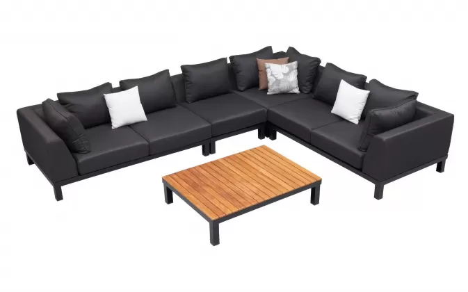 Narożnik ogrodowy aluminiowy z czarnym obiciem Olefin POLO PRO 