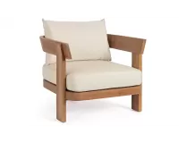 Fotel wypoczynkowy do patio EVORA drewno teakowe / poduszki Olefin