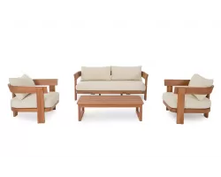 Meble wypoczynkowe do sofa dwa fotele i stolikl EVORA drewno teakowe / poduszki Olefin