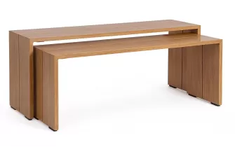 Zestaw dwóch stolików PIPER nakładanych z aluminium powłoka drewnopodobna