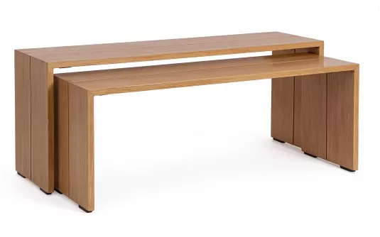 Zestaw dwóch stolików PIPER nakładanych z aluminium powłoka drewnopodobna