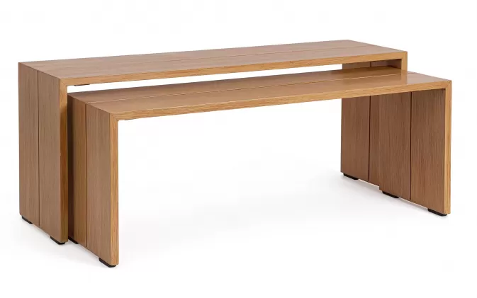 Zestaw dwóch stolików PIPER nakładanych z aluminium powłoka drewnopodobna