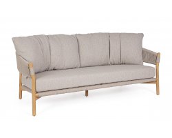 Ekskluzywna sofa z teaku GARITA liny polipropylenowe / poduszki Olefin bezowe