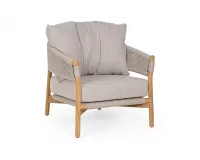 Ekskluzywny fotel z teaku GARITA liny polipropylenowe / poduszki Olefin beż