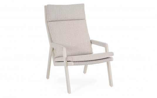 Jasnobeżowy fotel wypoczynkowy na taras aluminiowy z poduszkami EMERY Bizzotto