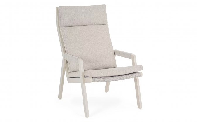 Jasnobeżowy fotel wypoczynkowy na taras aluminiowy z poduszkami EMERY Bizzotto
