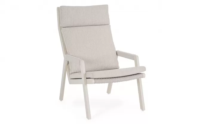 Jasnobeżowy fotel wypoczynkowy na taras aluminiowy z poduszkami EMERY Bizzotto