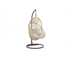 Kokon huśtawka ogrodowa MARTINICA czarna podstawa / piaskowy technorattan