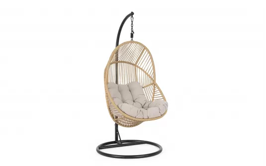 Kokon huśtawka ogrodowa MARTINICA czarna podstawa / piaskowy technorattan Kokon huśtawka ogrodowa MARTINICA czarna podstawa / piaskowy technorattan