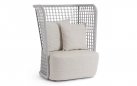 Wysoki fotel ogrodowy KOLLAR jasnoszary lina polipropylenowa  poduszki Olefin