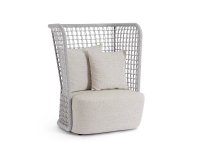 Wysoki fotel ogrodowy KOLLAR jasnoszary lina polipropylenowa  poduszki Olefin