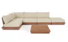 Modułowy komplet mebli ogrodowych z teaku z beżowymi poduszkami DELGADA bizzotto