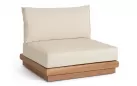 Modułowy komplet mebli ogrodowych z teaku z beżowymi poduszkami DELGADA bizzotto