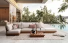 Modułowy komplet mebli ogrodowych z teaku z beżowymi poduszkami DELGADA bizzotto