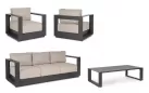 Meble grafitowe aluminiowe sofa + 2 fotele i stolik MOSES bizzotto