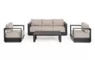 Meble grafitowe aluminiowe sofa + 2 fotele i stolik MOSES bizzotto