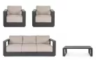 Meble grafitowe aluminiowe sofa + 2 fotele i stolik MOSES bizzotto