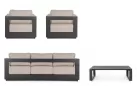 Meble grafitowe aluminiowe sofa + 2 fotele i stolik MOSES bizzotto