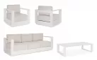Meble kość słoniowa aluminiowe sofa + 2 fotele i stolik MOSES bizzotto