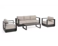 Meble grafitowe aluminiowe sofa + 2 fotele i stolik MOSES bizzotto
