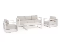 Meble kość słoniowa aluminiowe sofa + 2 fotele i stolik MOSES bizzotto