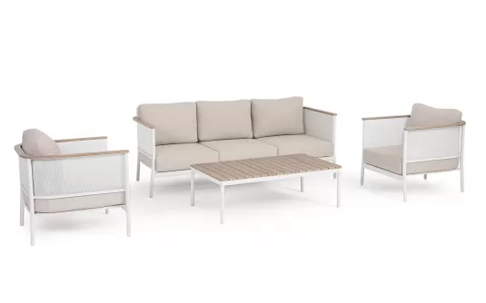 Meble ogrodowe na taras aluminiowe jasnobeżowe ULISES Bizzotto