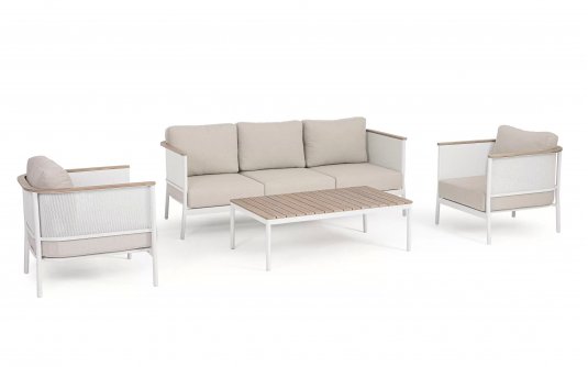 Meble ogrodowe na taras aluminiowe jasnobeżowe ULISES Bizzotto